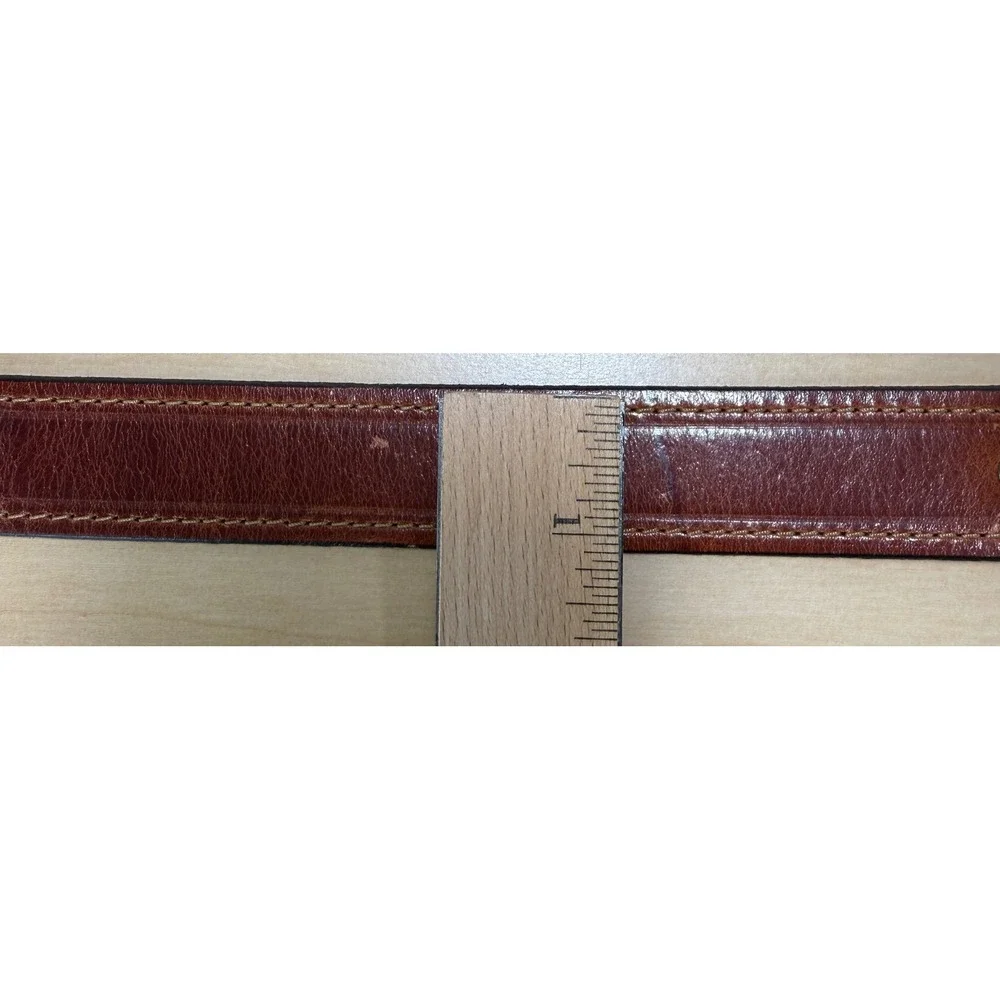 J.Crew Leather Belt Mens 34 Brown Anchor Buckle Nautical Made in USA 13088